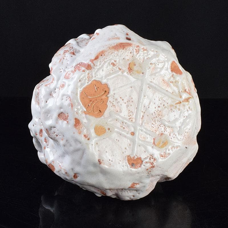 1080一無斎（一ム斎）作　志野水指　銘「知恵泉」　共箱　M　R9180H