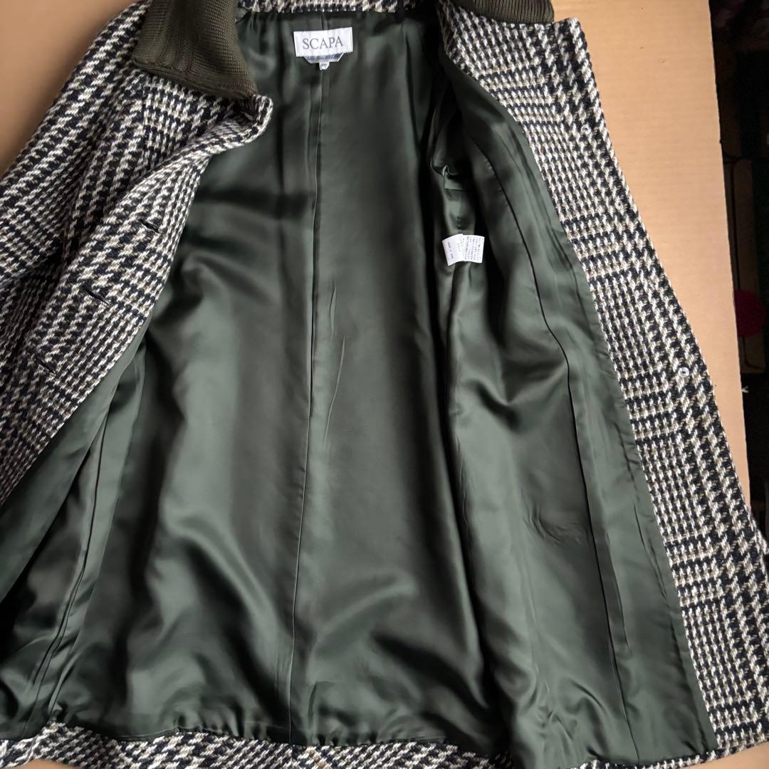 スキャパ　モスグリーン千鳥柄 コートとヒートテック2枚