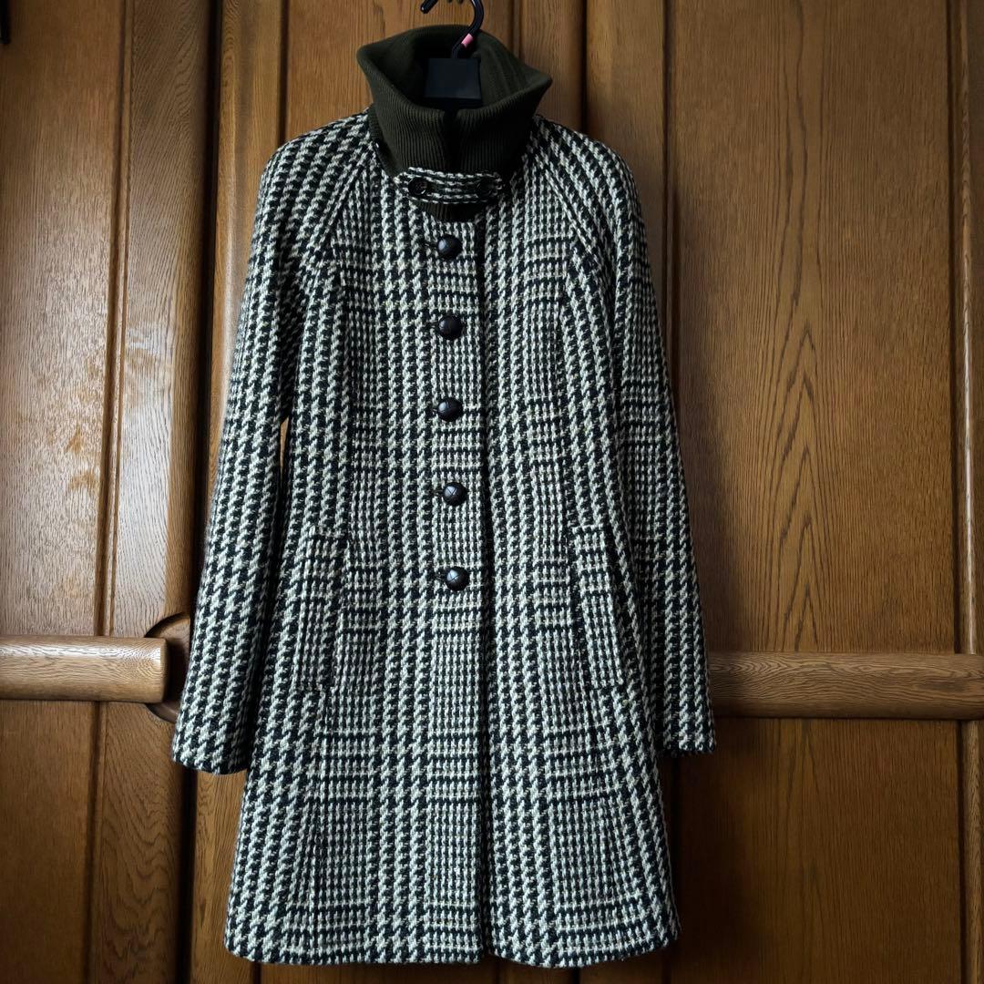 スキャパ　モスグリーン千鳥柄 コートとヒートテック2枚