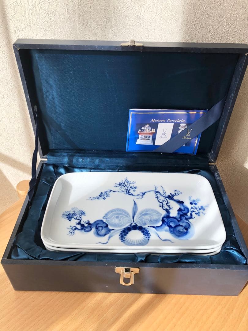 マイセンブルーオーキッド長角皿（5枚セット）