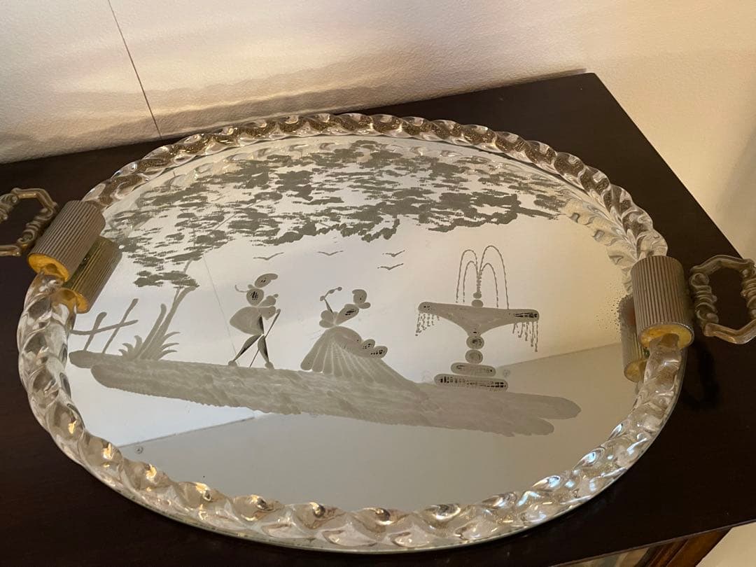 エッチングデザイン ガラス製トレー