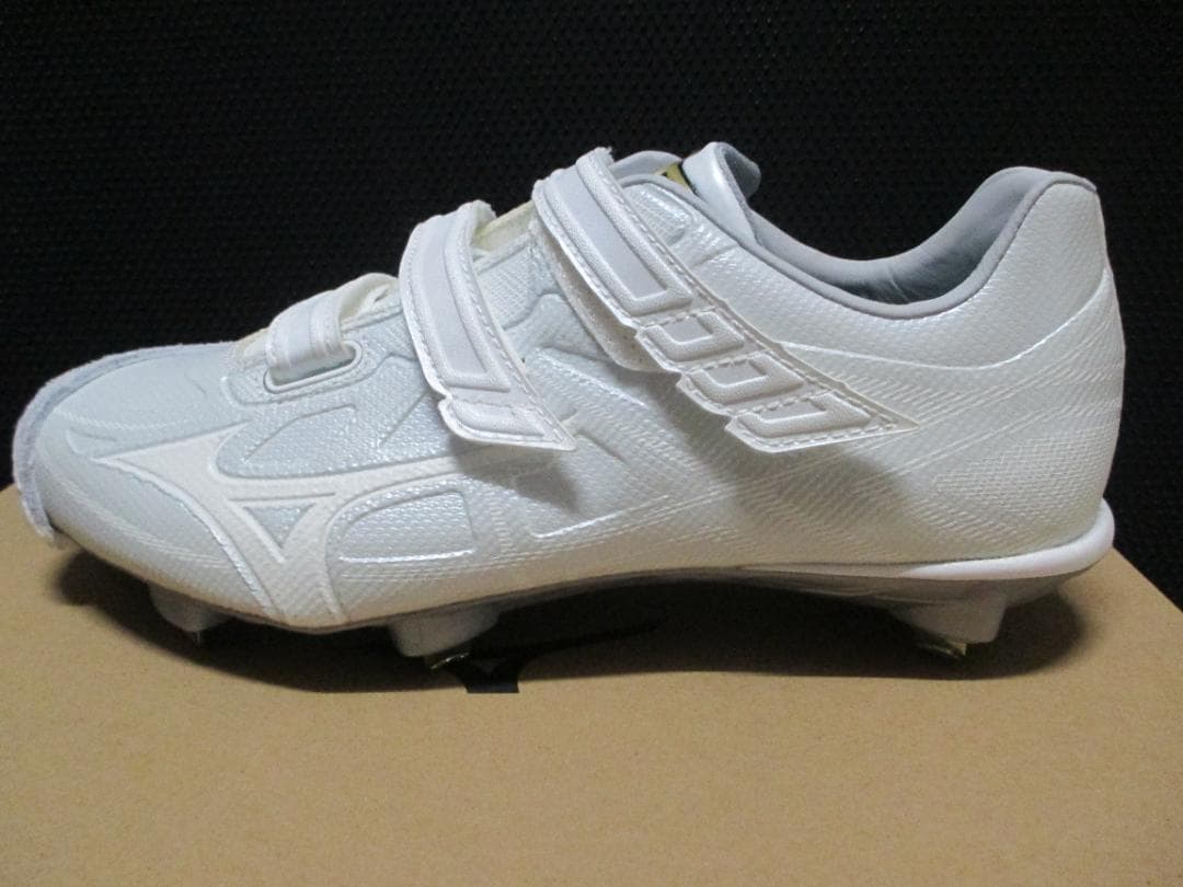 送料無料◆ミズノ◆スパイク◆樹脂底◆25.5㎝◆ホワイト◆左Ｐ革加工付◆
