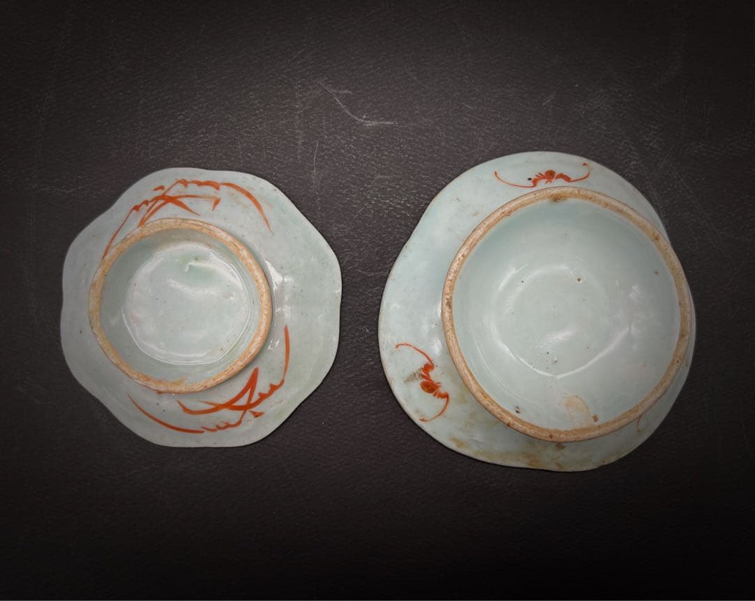 中国美術 古玩 清代 人物花紋樣 高足盤2点