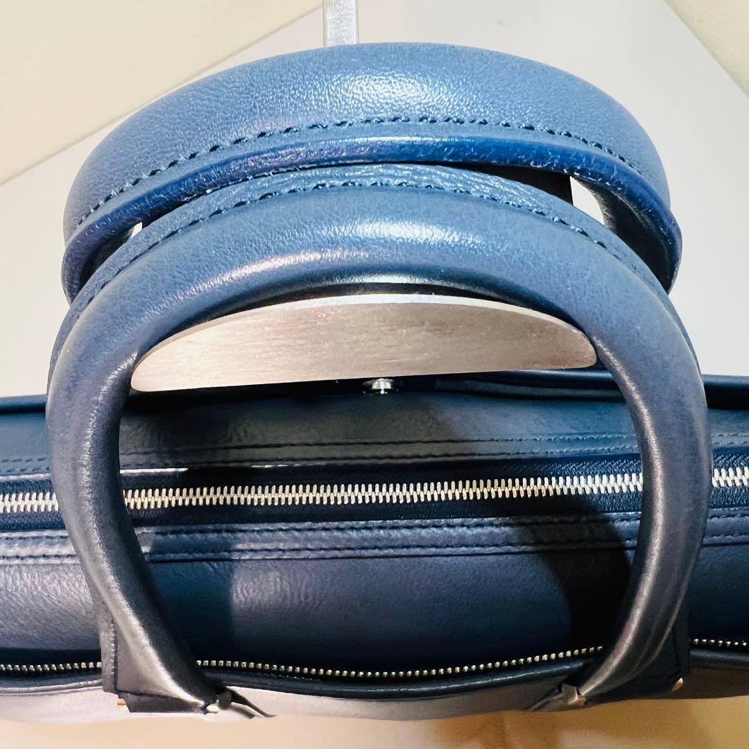 【美品】土屋鞄 ブリーフケース ビジネスバッグ ブルー系 A4サイズ収納可