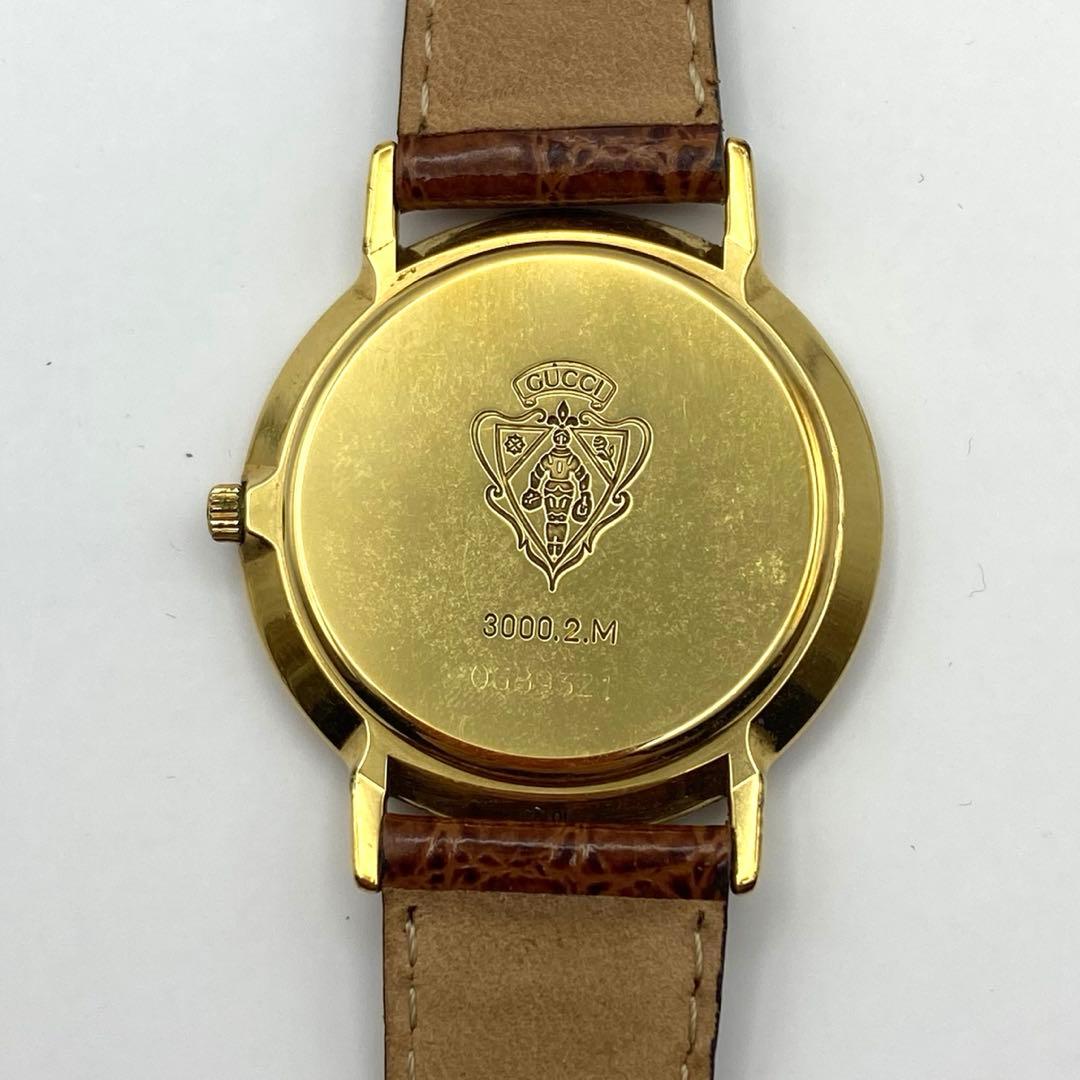 GUCCI グッチ 3000.2.M 腕時計 純正ベルト ゴールド文字盤 箱