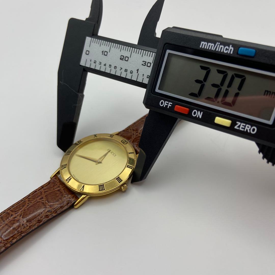 GUCCI グッチ 3000.2.M 腕時計 純正ベルト ゴールド文字盤 箱