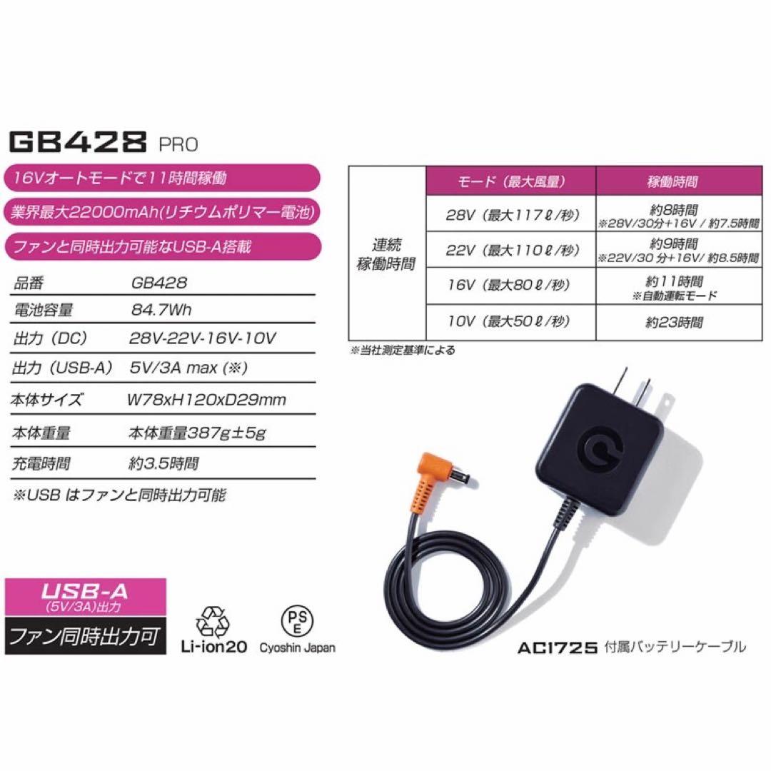 今年モデル　長信ジャパン ホワイト　GB428 バッテリー ファン 28V