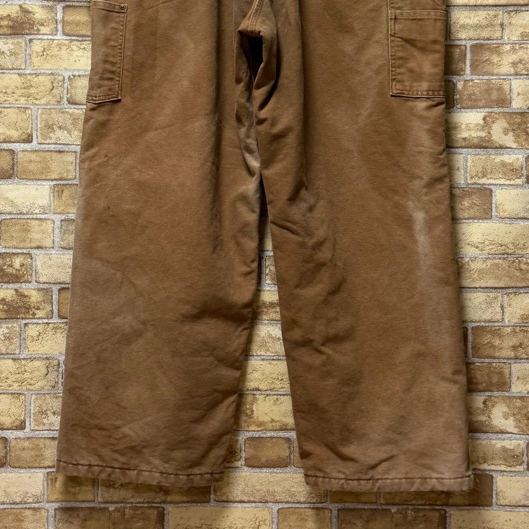 カーハートUSA製　ダック地オーバーオール　ダブルニー　ダークブラウン42/30