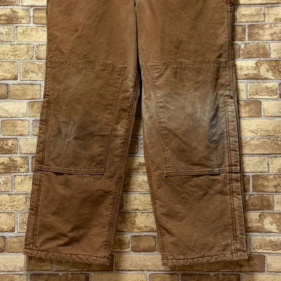 カーハートUSA製　ダック地オーバーオール　ダブルニー　ダークブラウン42/30