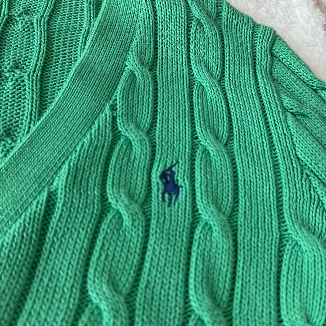 ポロラルフローレン ケーブルニット カーディガン ポニー刺繍 リブ QR LG