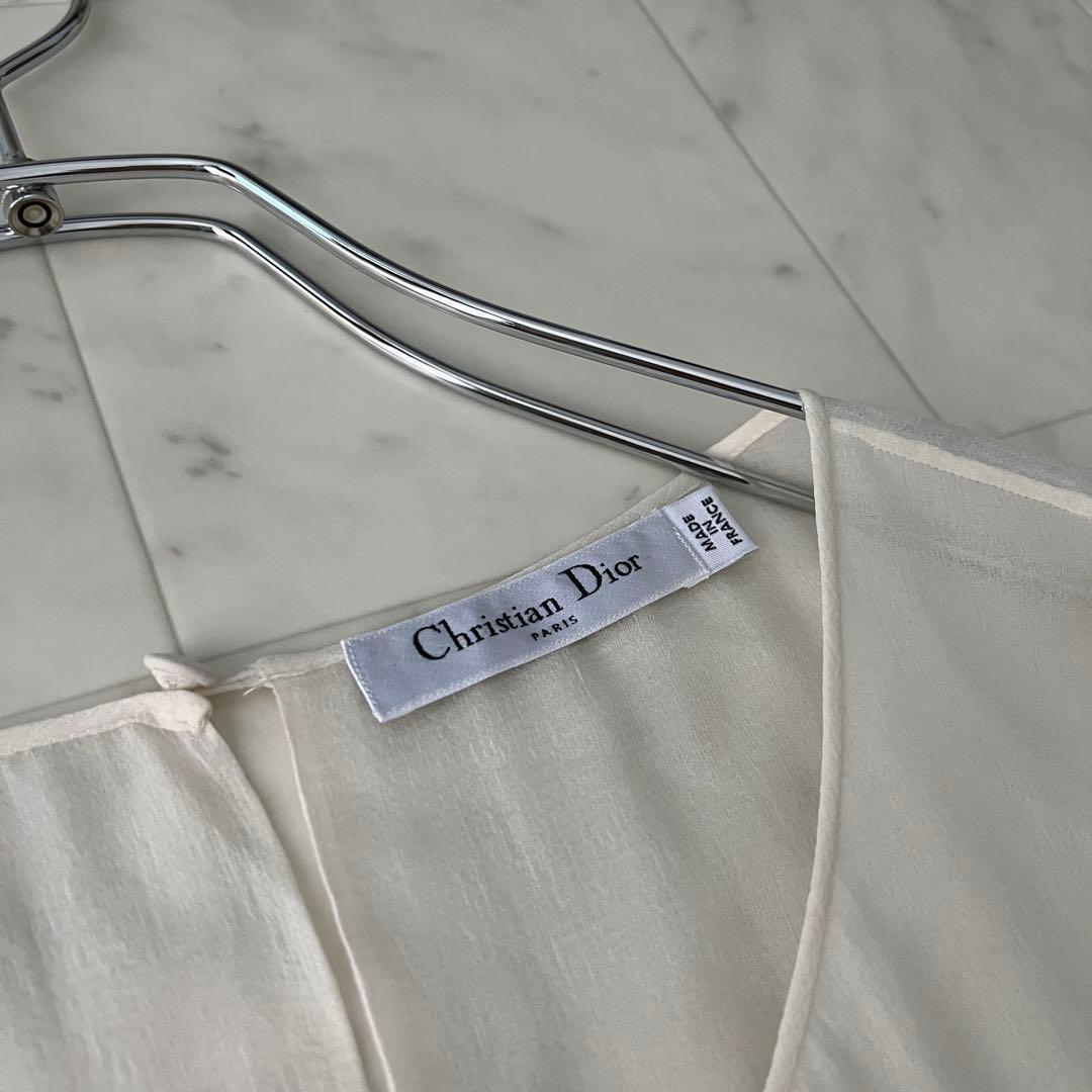 美品♡クリスチャンディオール シルク100% ベルト ワンピース フリル