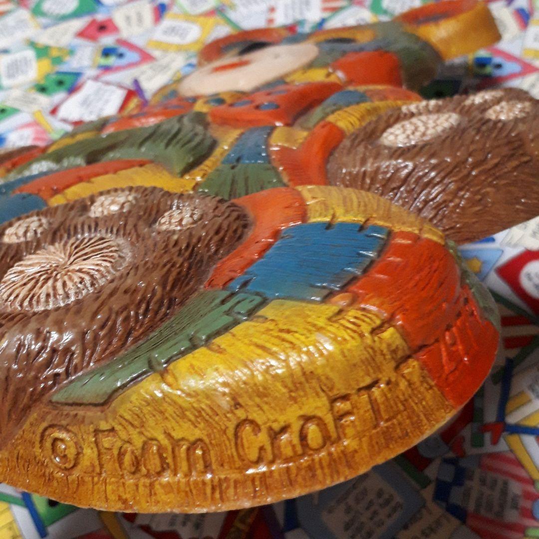 ヴィンテージ 　70's 　くまパッチワーク柄　ウォールデコ 　壁掛け　ベア