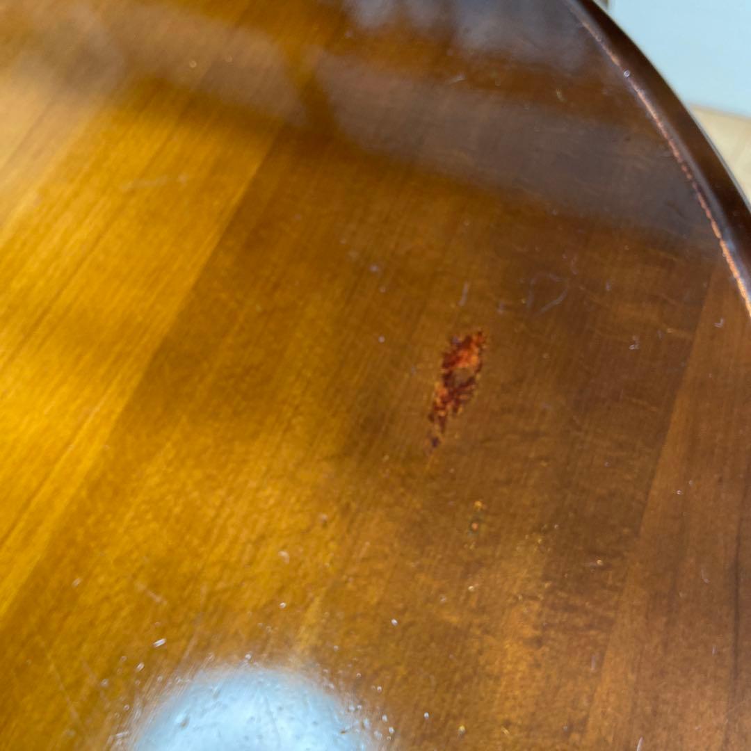 飛騨産業 キツツキマーク 天然木 丸テーブル幅100㎝　リビングテーブル 濃茶