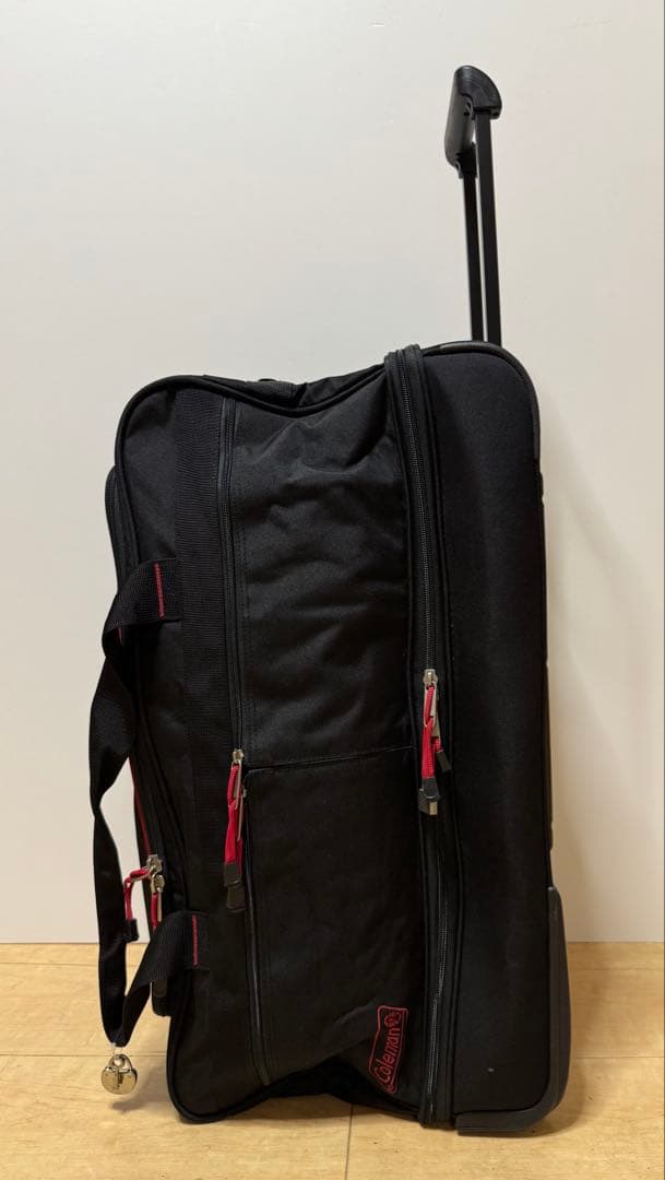 Colemanコールマンキャリー付き ボストンバッグ77L黒/赤 大容量　美品
