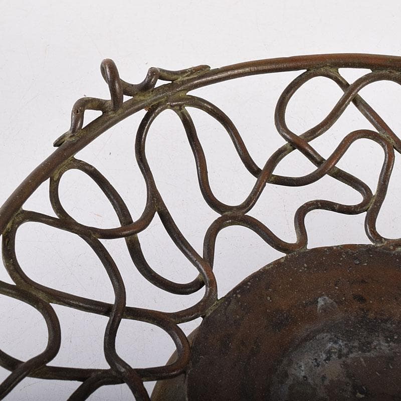 金工師　加茂霊峰造　蝋型鋳銅　果物器　盛器　共箱　M　R8054