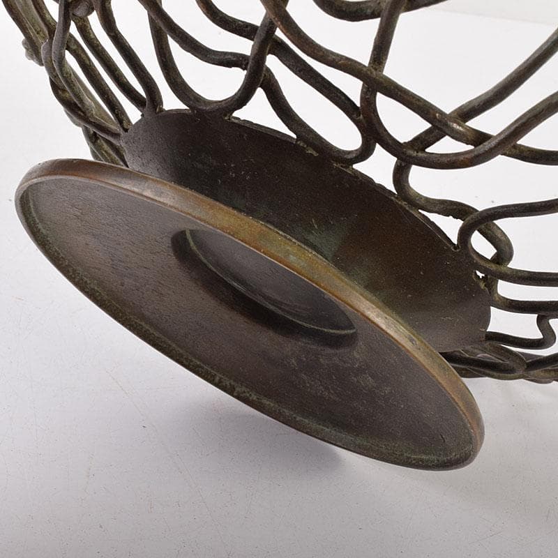 金工師　加茂霊峰造　蝋型鋳銅　果物器　盛器　共箱　M　R8054