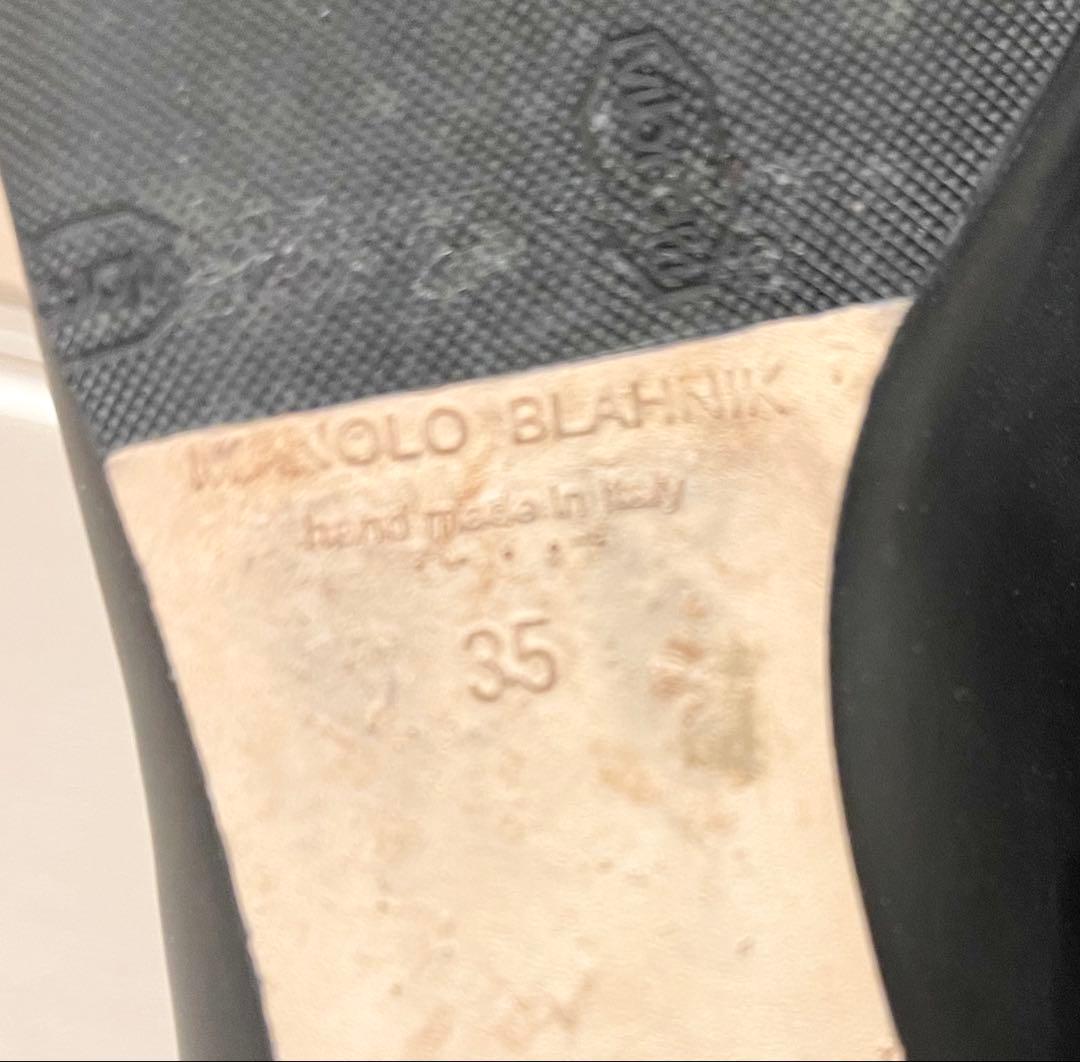 美品MANOLO BLAHNIKマノロブラニク フラットパンプスBLACK黒35