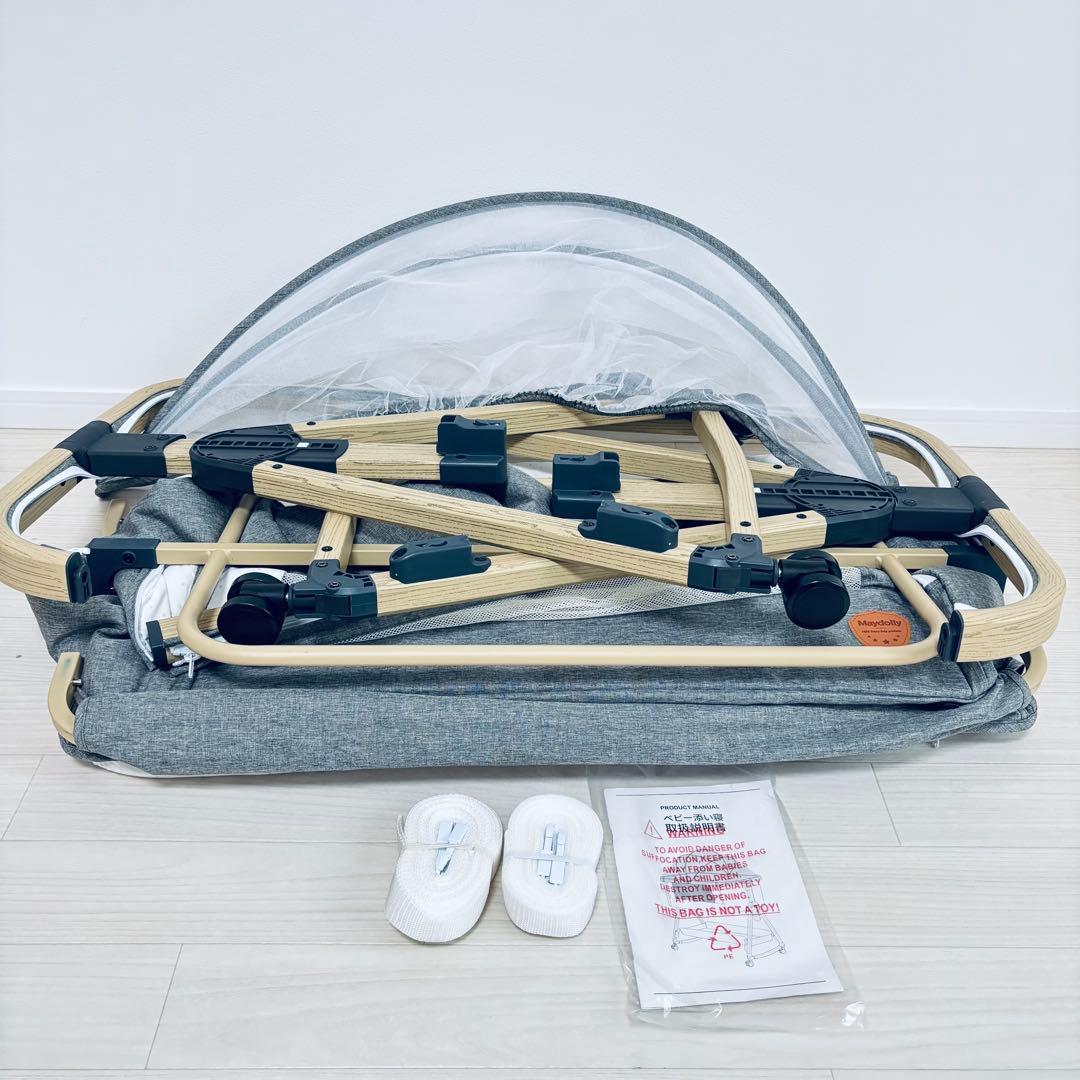 【美品】maydolly hzdmj 折り畳み式　ベビーベッド　移動式　添い寝