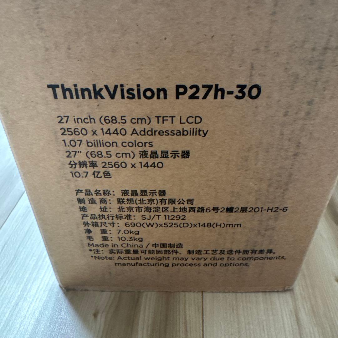 ディスプレイ・モニター本体 LENOVO 63A1GAR1JP ThinkVision P27h-30
