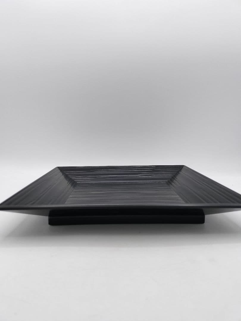 c845 四方盆 黒一閑 宗完書付 木村表恵作 木箱 茶道具 古物