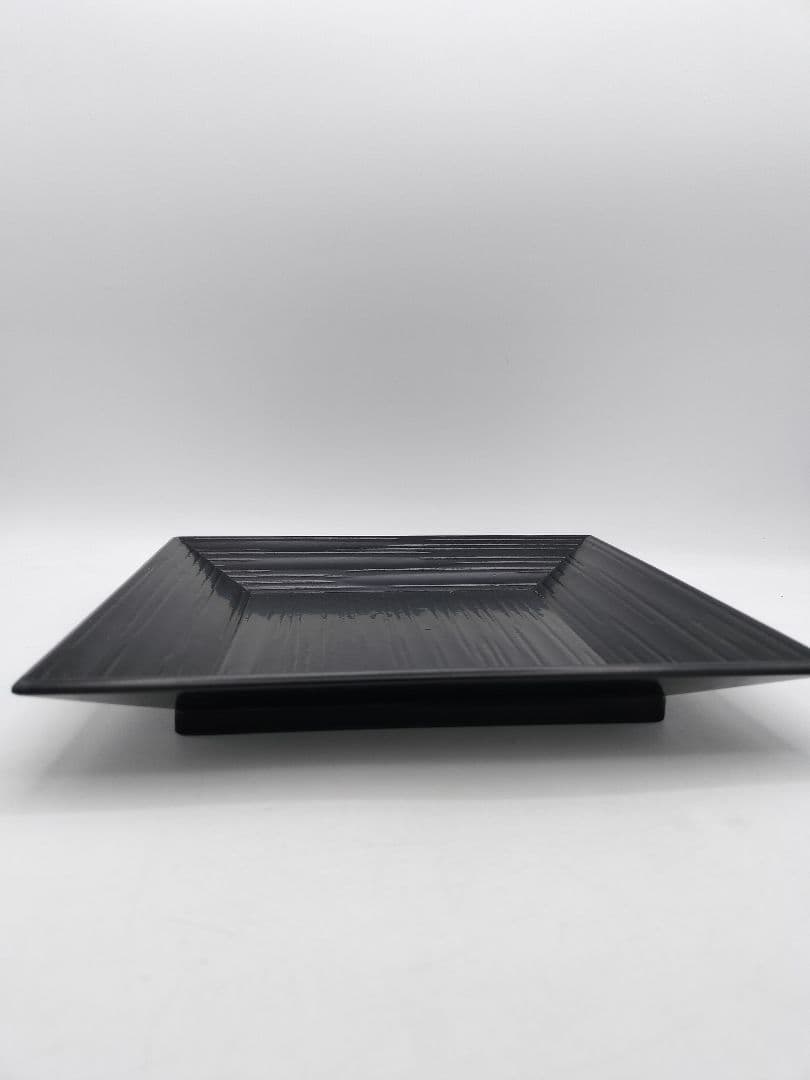 c845 四方盆 黒一閑 宗完書付 木村表恵作 木箱 茶道具 古物