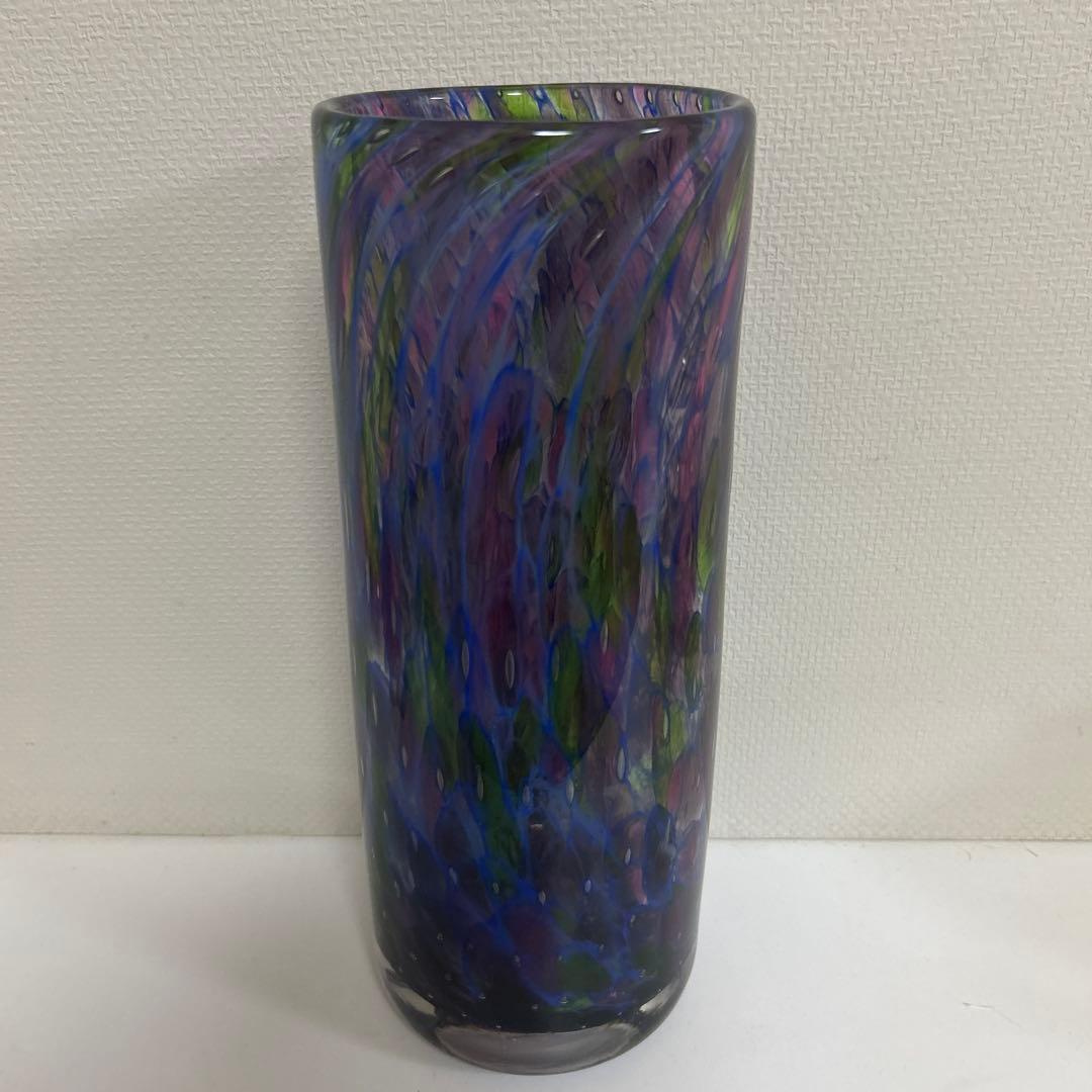 ガラス作家　フラワーベース　吹きガラス　ビンテージ　インポート