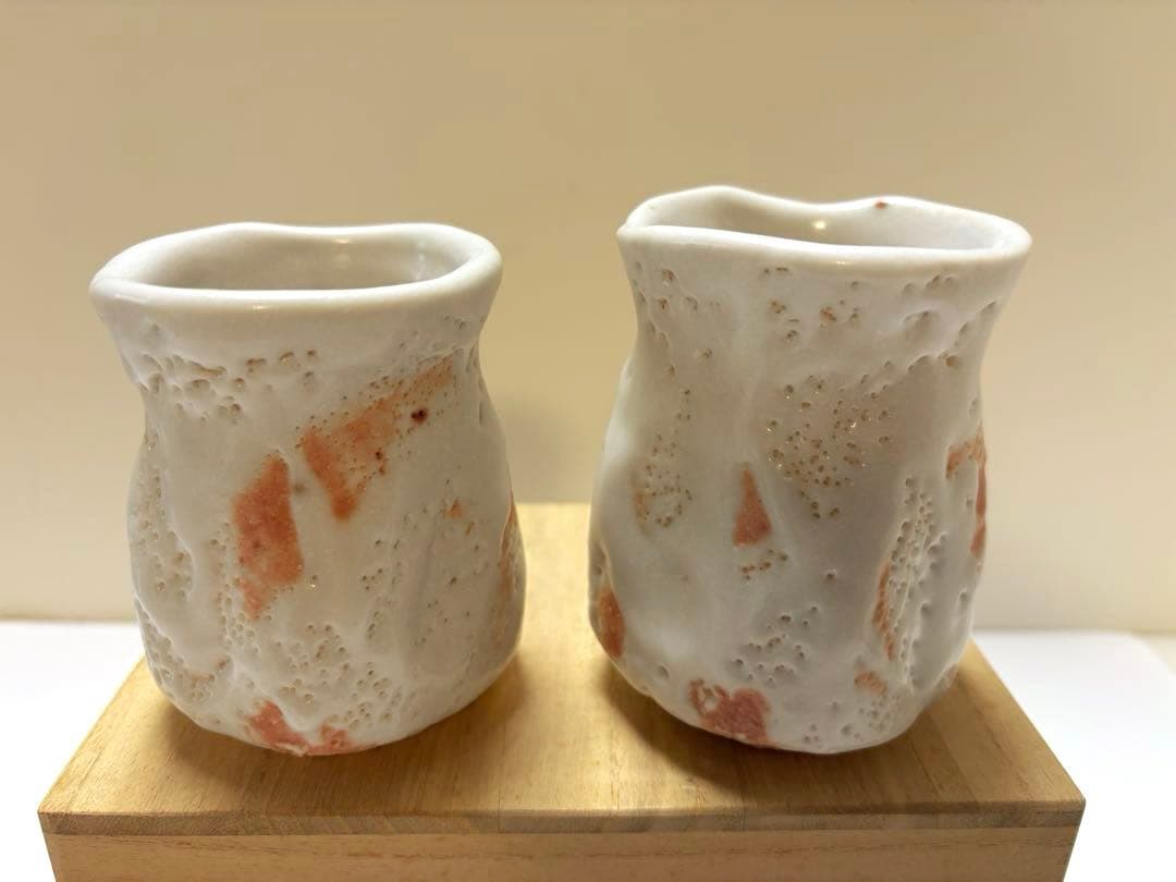 小林武春　白志野　湯呑茶碗　美濃焼　夫婦湯呑茶碗　箱蓋なし　未使用