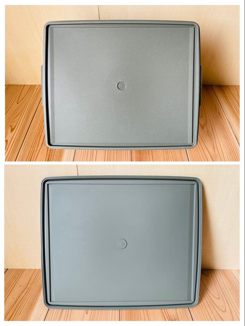 希少な美品/2個セット/送料込/タッパーウェア/ディープスーパーケース/緑/①