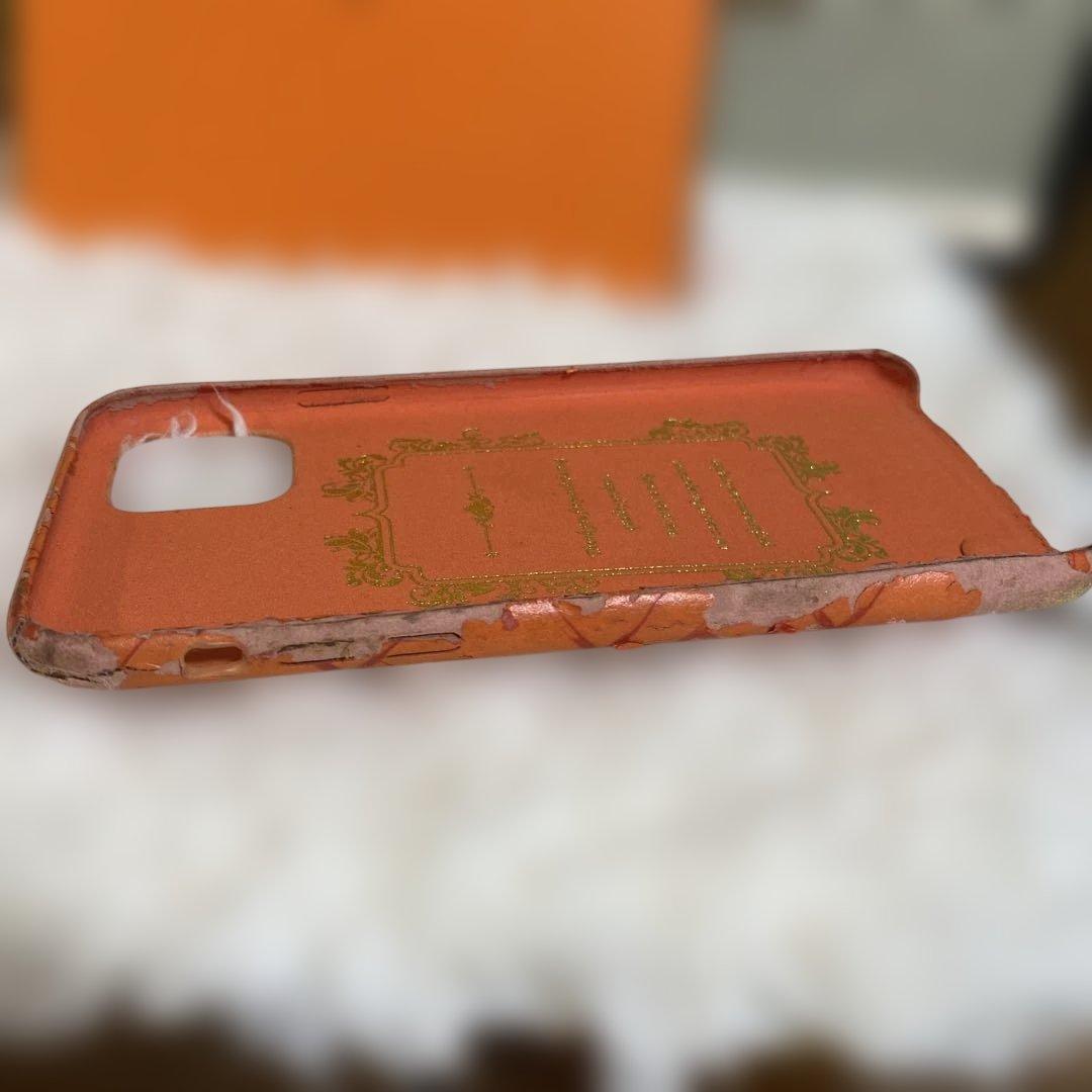 HERMES オレンジ レザー iPhone11pro maxケース