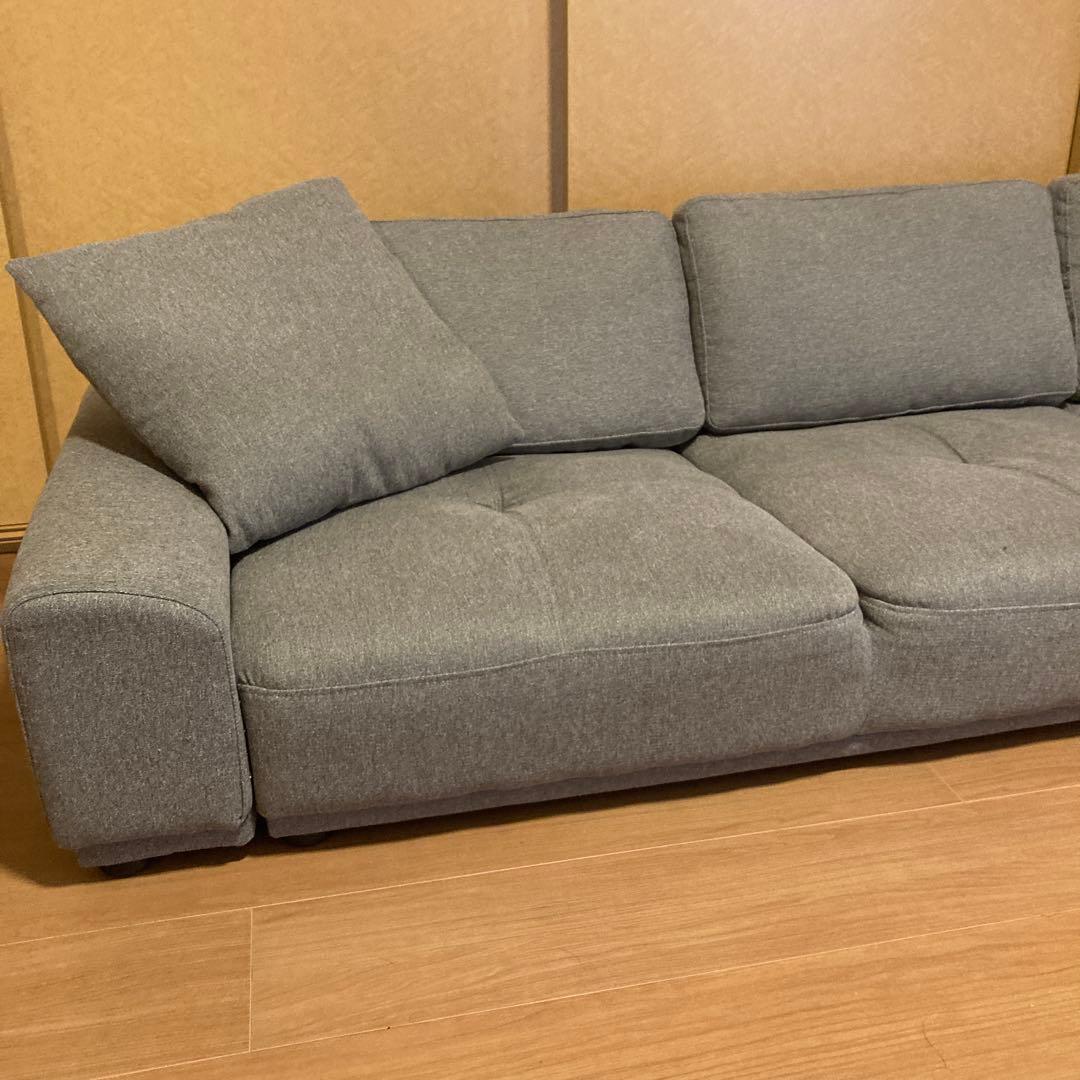 【迅速配送】DORIS ドリス 3人掛けL字型ローソファー クッション付き