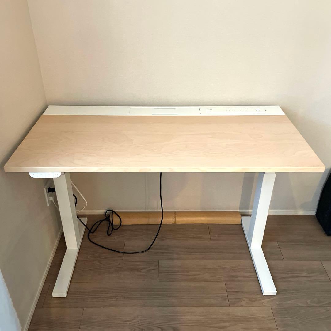 IKEA MITTZON 昇降デスク 120x60 cm ホワイト 電源タップ付