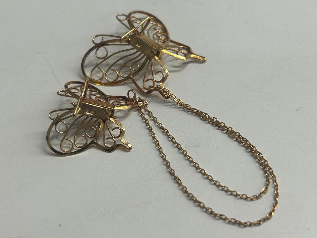 蝶々 バタフライ K18 ゴールド750 重さ3,18g ブローチ