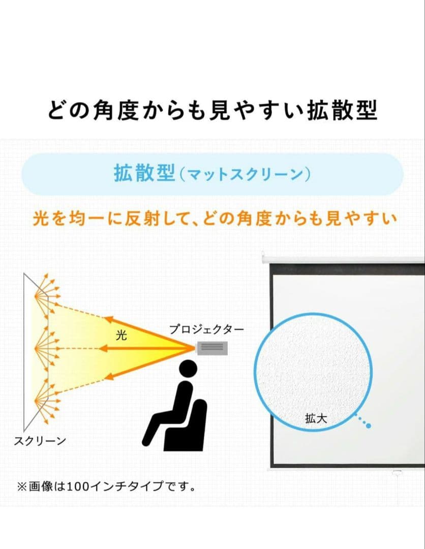 あいうえお　手動式プロジェクタースクリーン　84インチ
