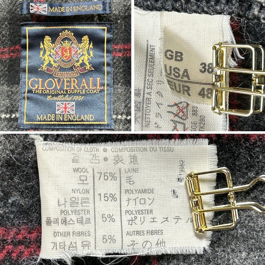 美品✨グローバーオール ダッフルコート ロング丈 チェック柄 トグル L相当