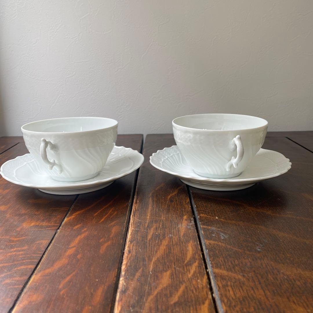 希少レアサイズ！リチャードジノリ　ベッキオホワイト　ティー兼用スープカップ　ペア