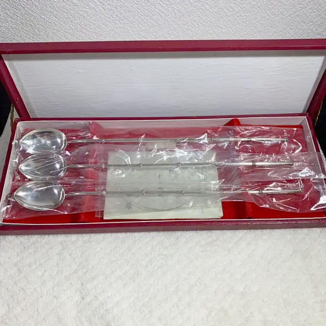 ストロースプーン　銀製　レトロ　ヴィンテージ　シルバー950