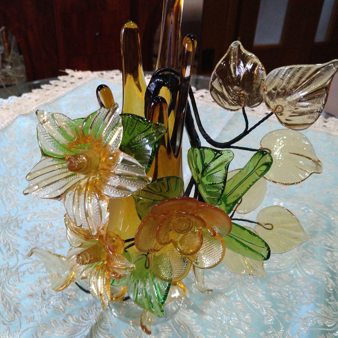 琉球ガラス　花瓶＆花