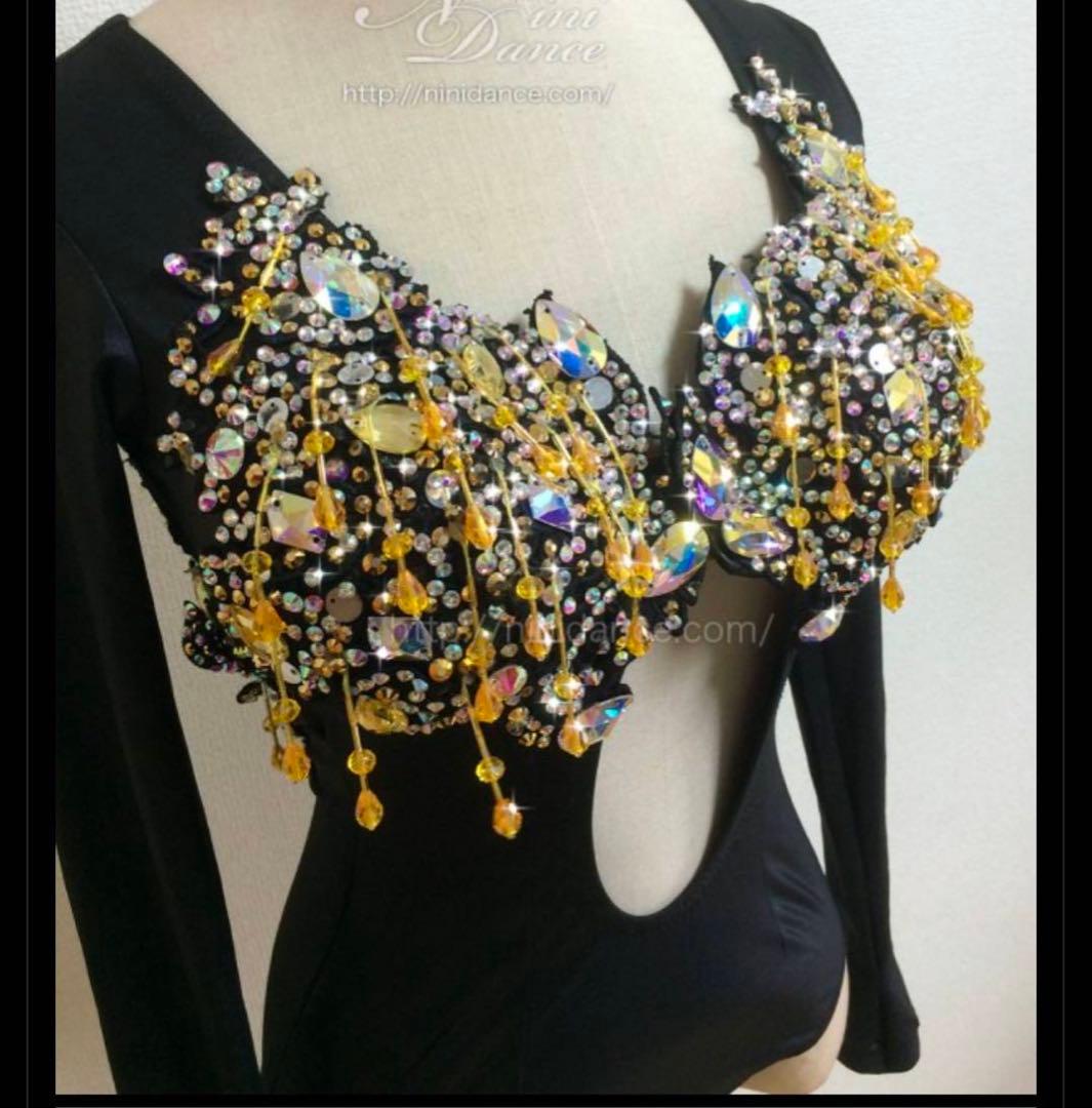 ラテンドレス　社交ダンス　フリンジ　ブラック