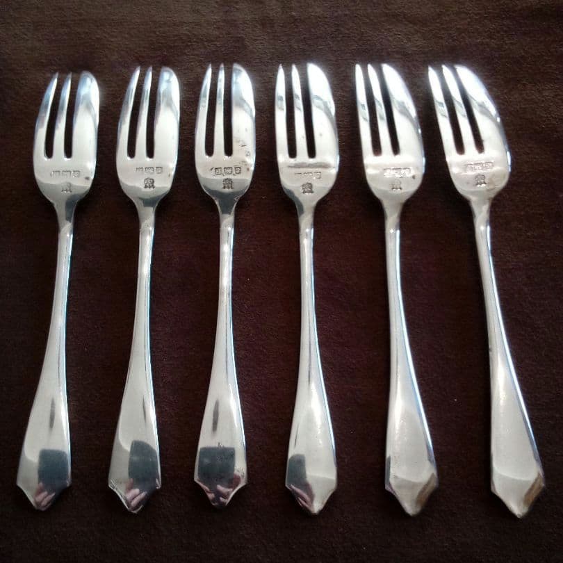 イギリス シルバーデザートフォーク ６本組 １９３０年