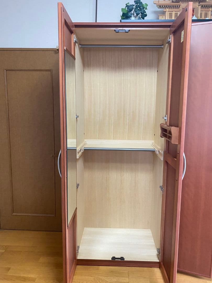 洋服タンス　ミラー付き　天然木　洋タンス　箪笥　二段