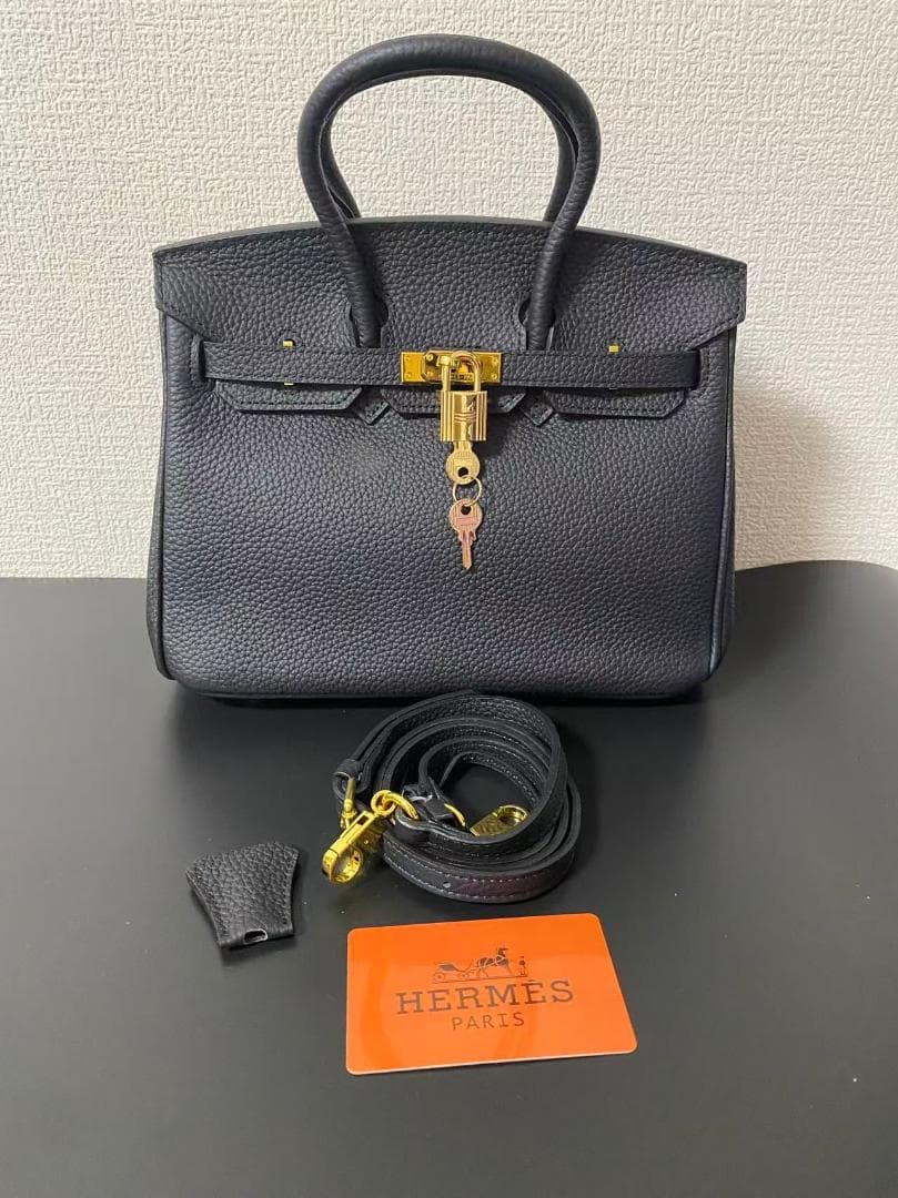 ブラック レザー ハンドバッグ birkin 25*20*13