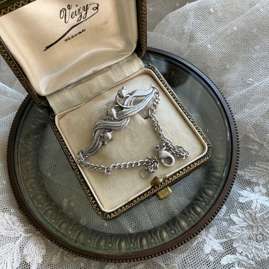 フランスアンティーク　すずらん　ブレスレット　鈴蘭　ビンテージ　シルバープレート