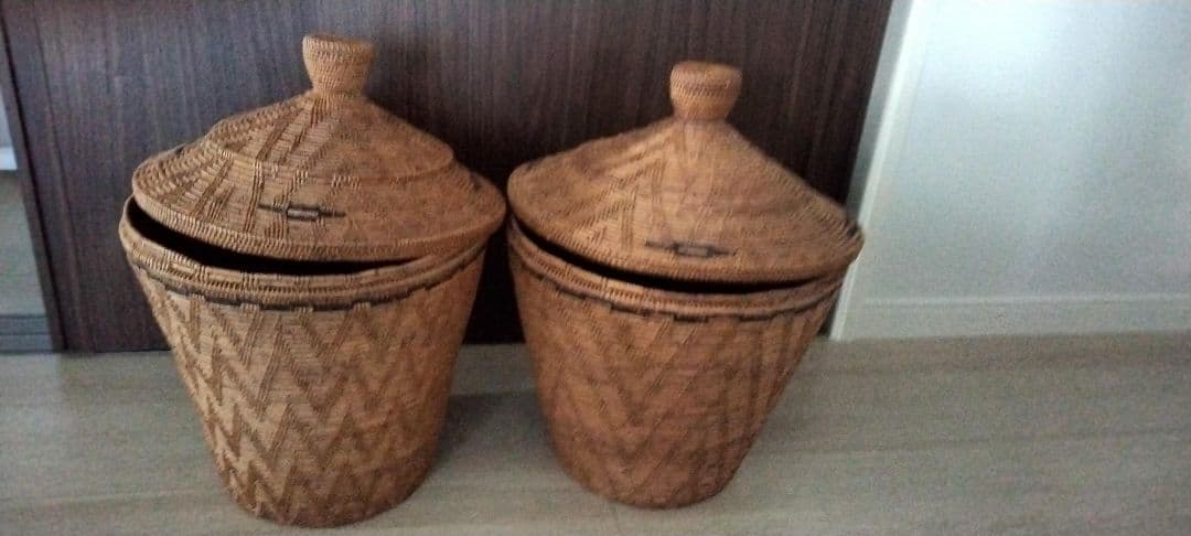 アタ天然素材 蓋付きバスケットセット