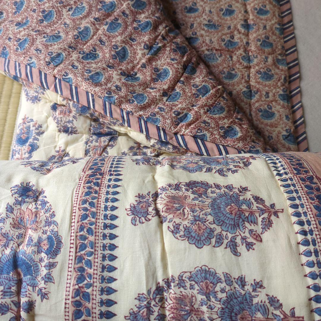 ANOKHI 花柄 コットン掛け布団 大判