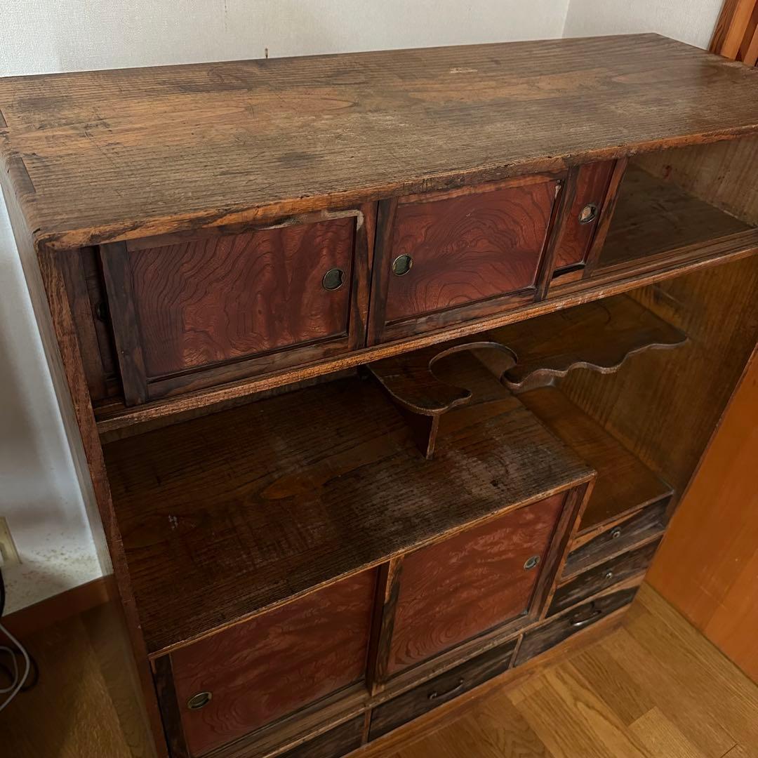 昭和レトロ　アンティーク茶箪笥 水屋箪笥 食器棚 飾り棚 茶棚　古家具