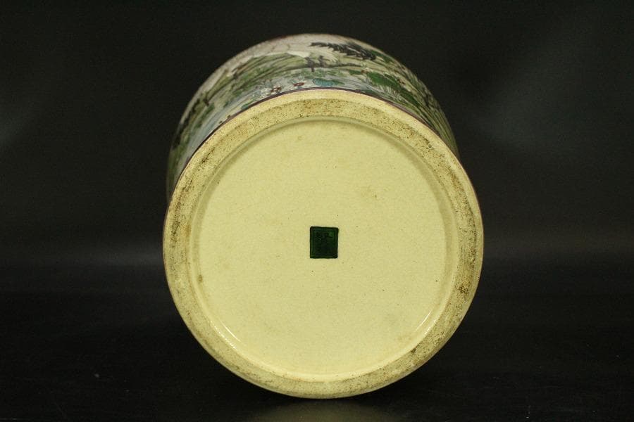 京薩摩 錦光山 細密画 花鳥 花瓶 明治(ZE499)