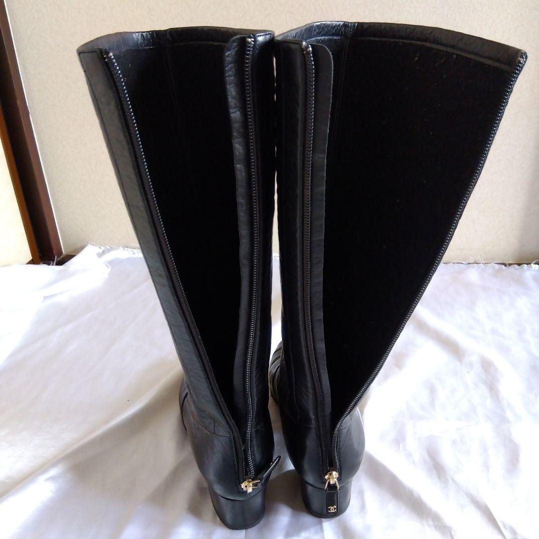 CHANEL 乗馬ブーツ 黒 39C 軽量 本革　箱　保存袋　大丸