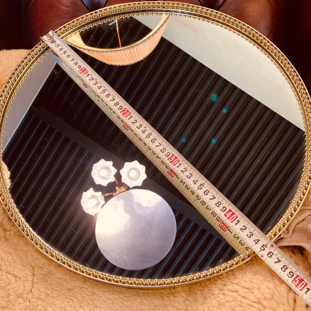 湯布院アンティーク ヨーロピアンレトロ オーバル壁掛け鏡/拡大鏡 ゴールド