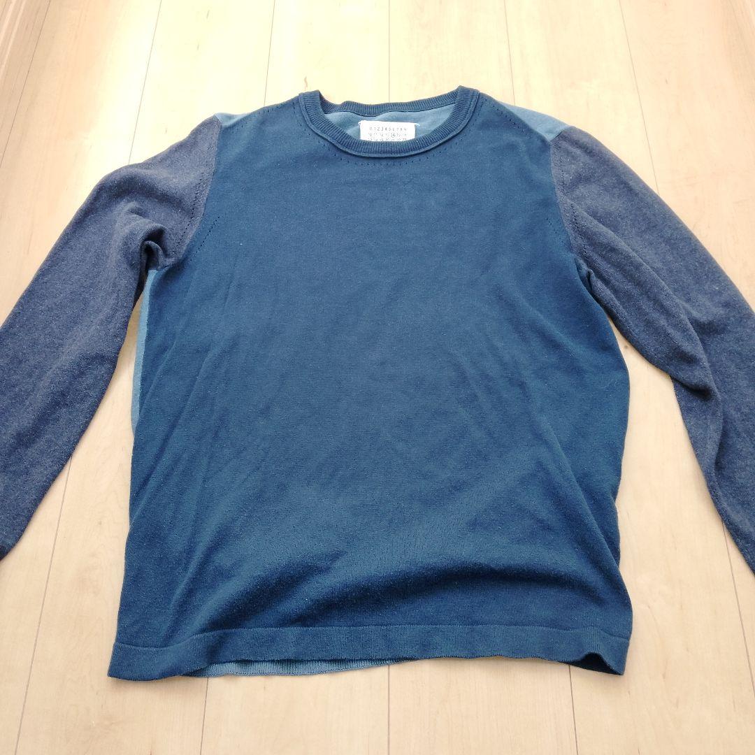 け*ん様 メゾンマルジェラ 14 ニット L 青 コットン 16SS 切替え 4