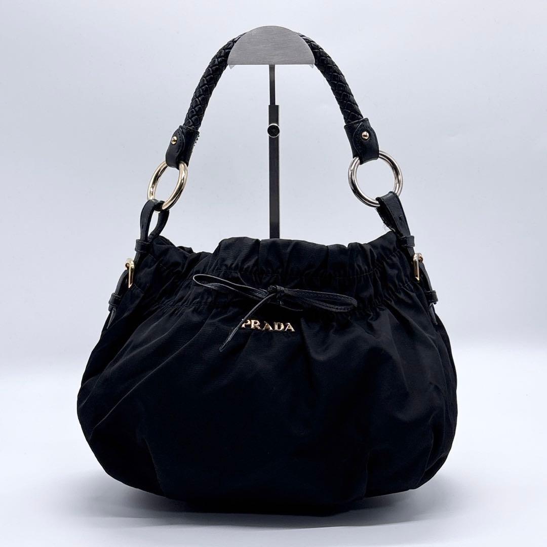 PRADA プラダ ロゴ ナイロン ショルダーバッグ ブラック WS12713